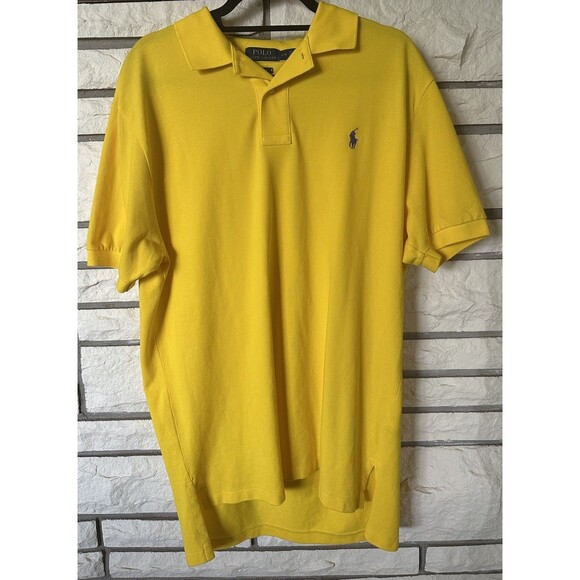 Polo by Ralph Lauren Casual Collared Short Sleeve Polo Shirt Mens Large Yellow - Picture 1 of 4